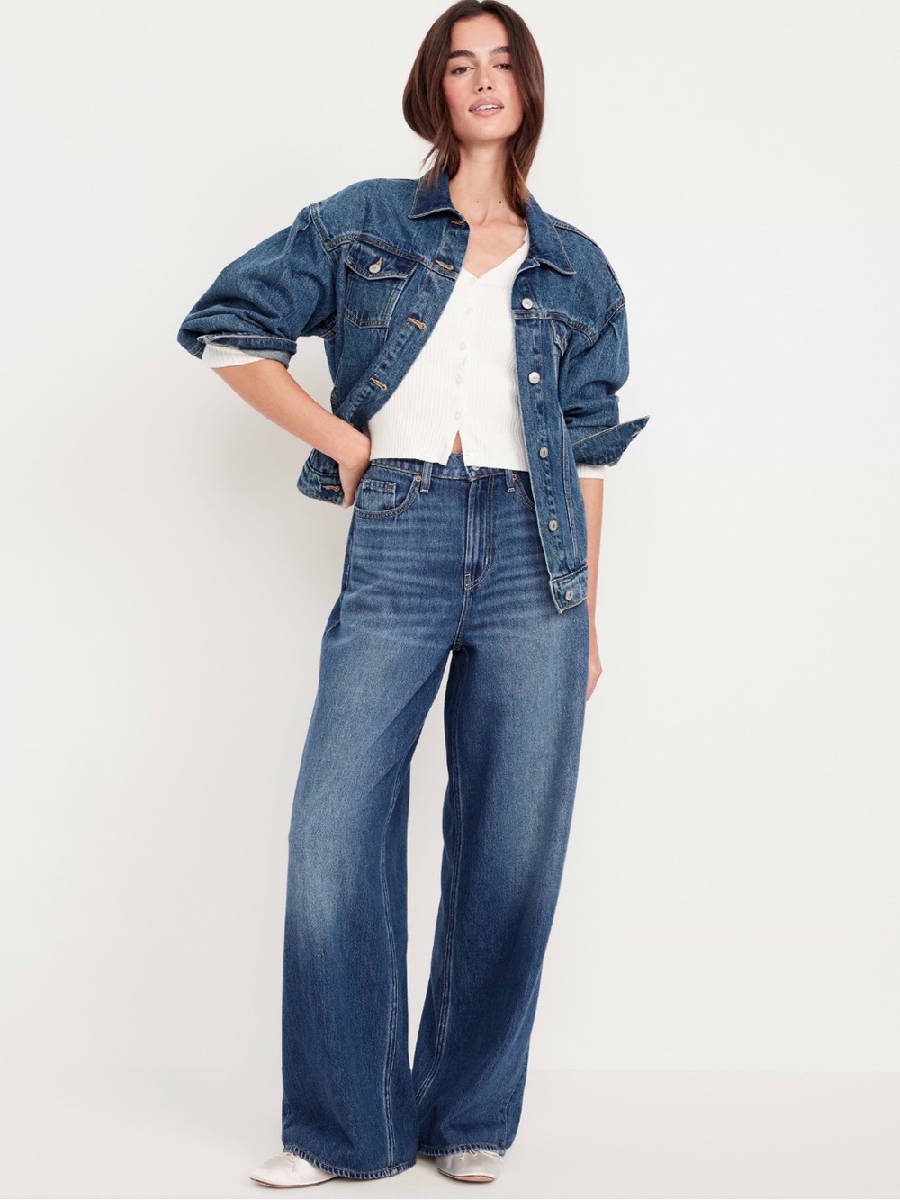 Old Navy Wide-Leg High-Rise Jeans - Blue Denim